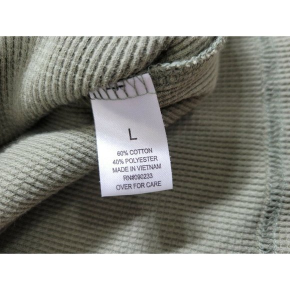 PS Basics Pacsun Women's LARGE Waffle Knit Henley Green Long Sleeve Regular Fit - Picture 5 of 9